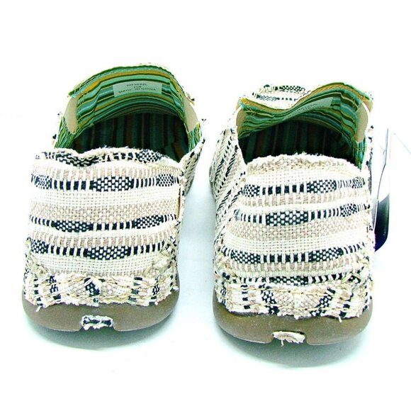 Womens Tony Lama Boots Canvas 3R Casual Slip On Shoes Tan Black Stripes 11B NWT - Picture 5 of 12